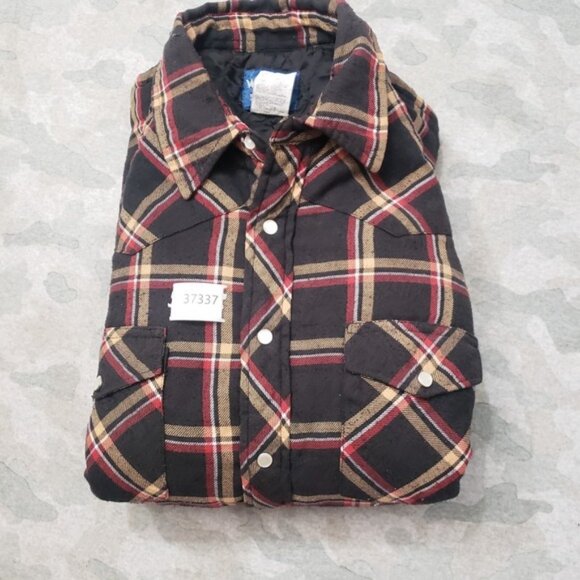 Wrangler Western Shirt Mens Medium Black Flannel Lined Pearl Snap Pockets - Picture 10 of 10